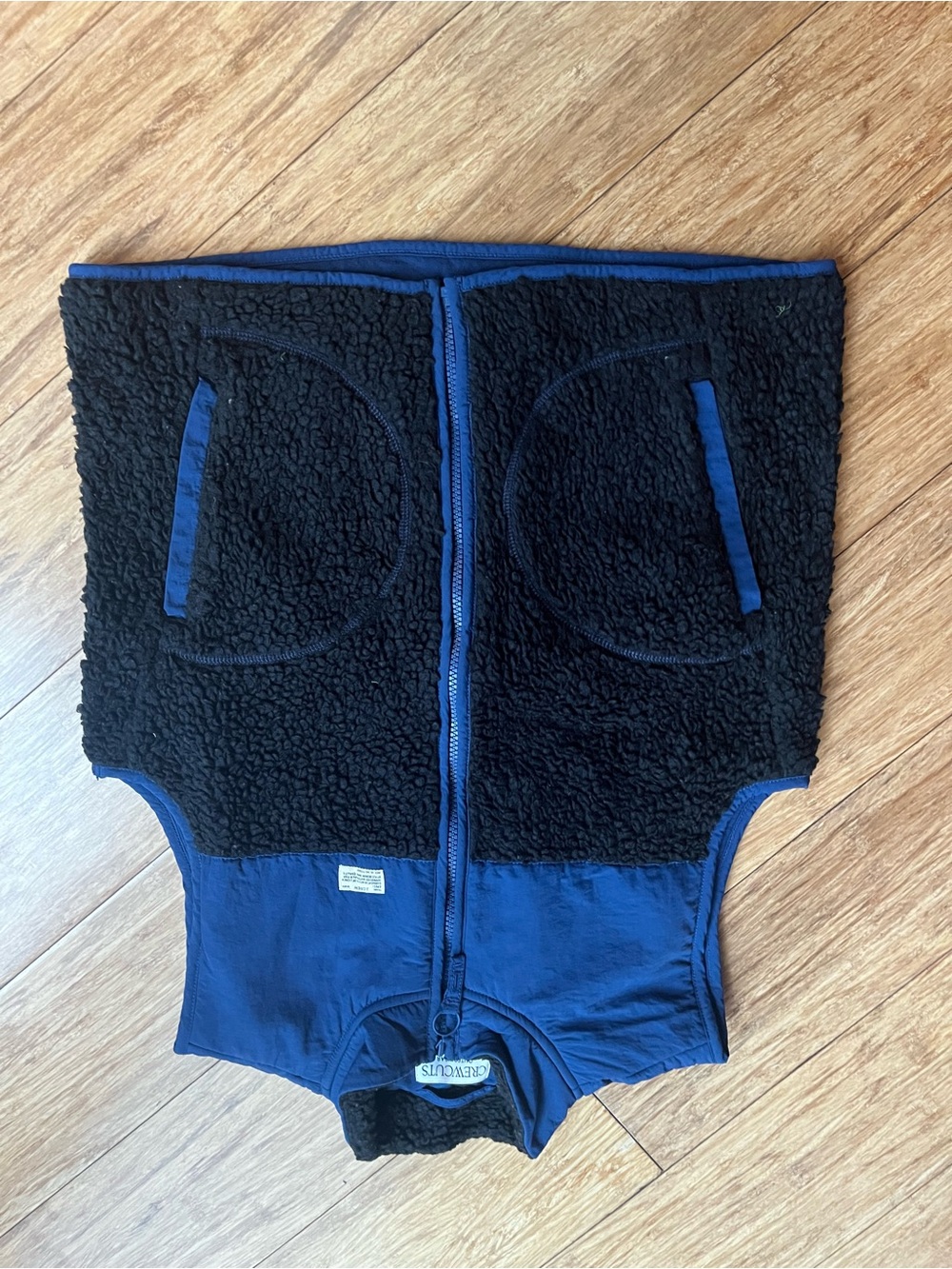 Crewcuts Black Sherpa Bodysuit with Blue Trim